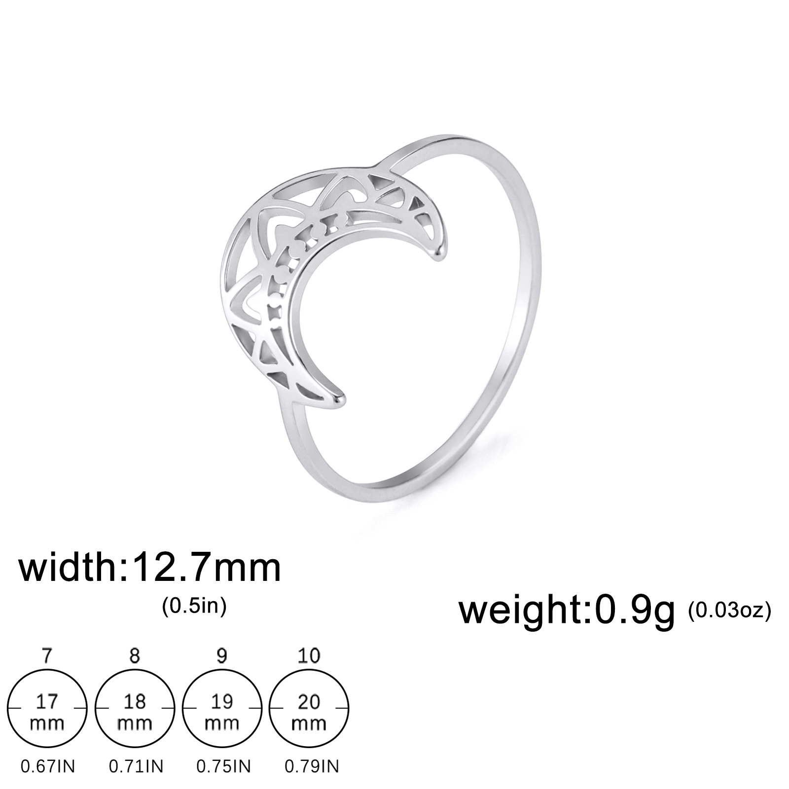 Crescent Moon and Star Ring, 9