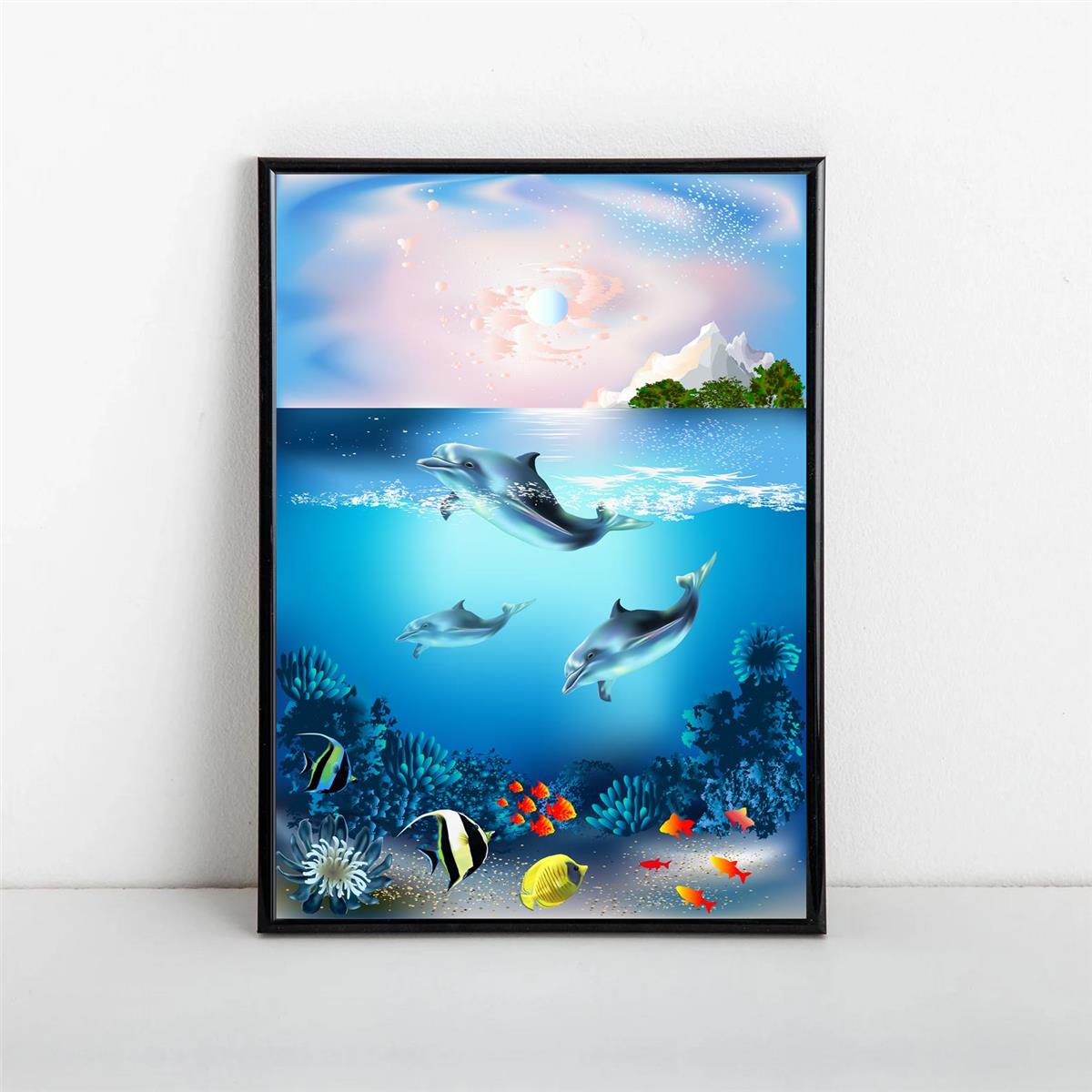Cartoon Underwater World Shark Canvas Poster