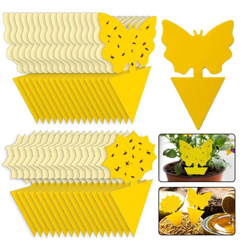 10PCS Fly Trap Gnats Insect Sticky Traps Indoor Outdoor Dual Sided Catcher  Plant Pest Control Strong