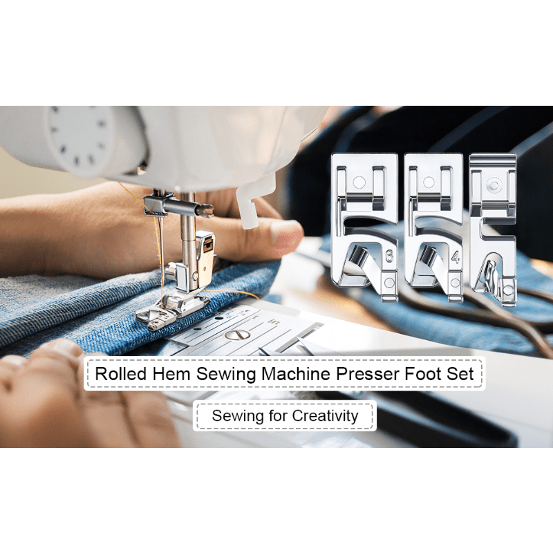 6pcs Wide Narrow Rolled Hem Pressure Foot Universal Sewing Machine