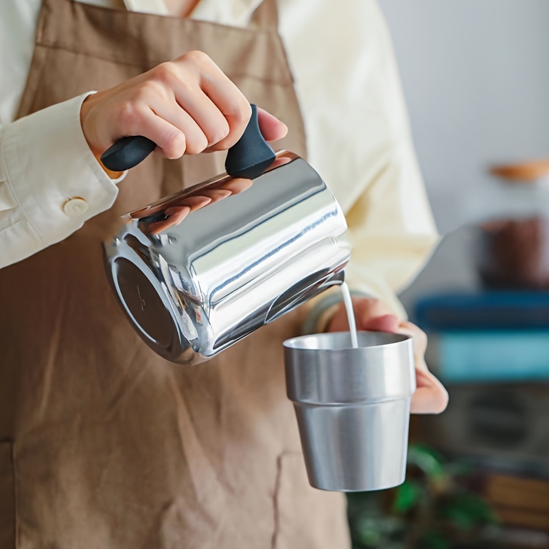 1pc, Manual Milk Frother, Creamy Milk Foam Maker, 13.53oz/27.05oz Stainless  Steel Manual Milk Frother, Double Mesh Coffee Cappuccino Foamer Creamer