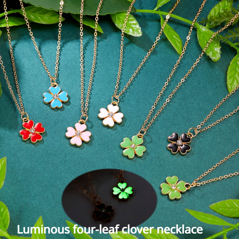 Five Leaf Grass Necklace Titanium Steel Black White Red Green Lucky Five  Leaf Pendant Jewelry Gift For Women Girls - Temu