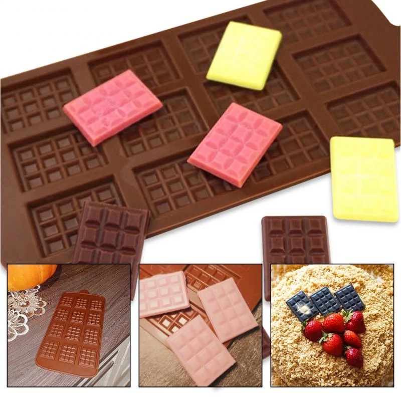 1Pcs 3D Mini Chocolate Cookies Waffles Silicone Fondant Molds