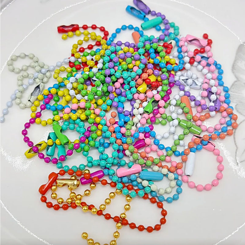 JCBIZ 10pcs Colorful Bead Chain Round Ball Chains Necklaces Adjustable Popular Charm Jewelry Multi-Colored Simple Style Customize Craft Decoration