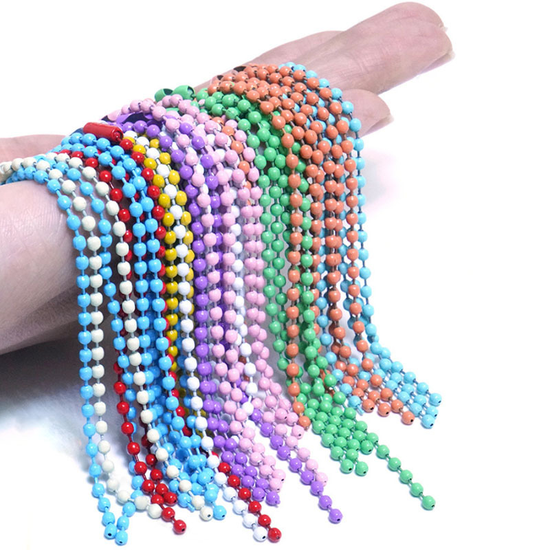 Colorful Round Beads Alloy Ball Chain For Diy Bracelet Key - Temu  Philippines
