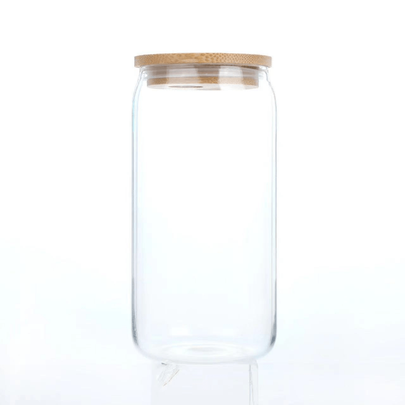 Glass Can With Bamboo Lid, Glass Straw And Straw Brush, Iced Coffee Glass  Cup, Chisme Design Soda Glass Can For Restaurant, Coffee Shop, Juice Bar -  Temu