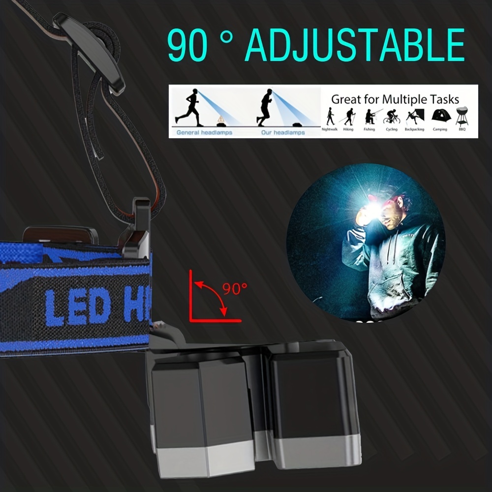 Rechargeable 5LED Headlamp: 4 Modes, Waterproof, Lightweight USB Headlight  - Perfect for Home Night Light, Outdoor Camping, Fishing & Hiking!