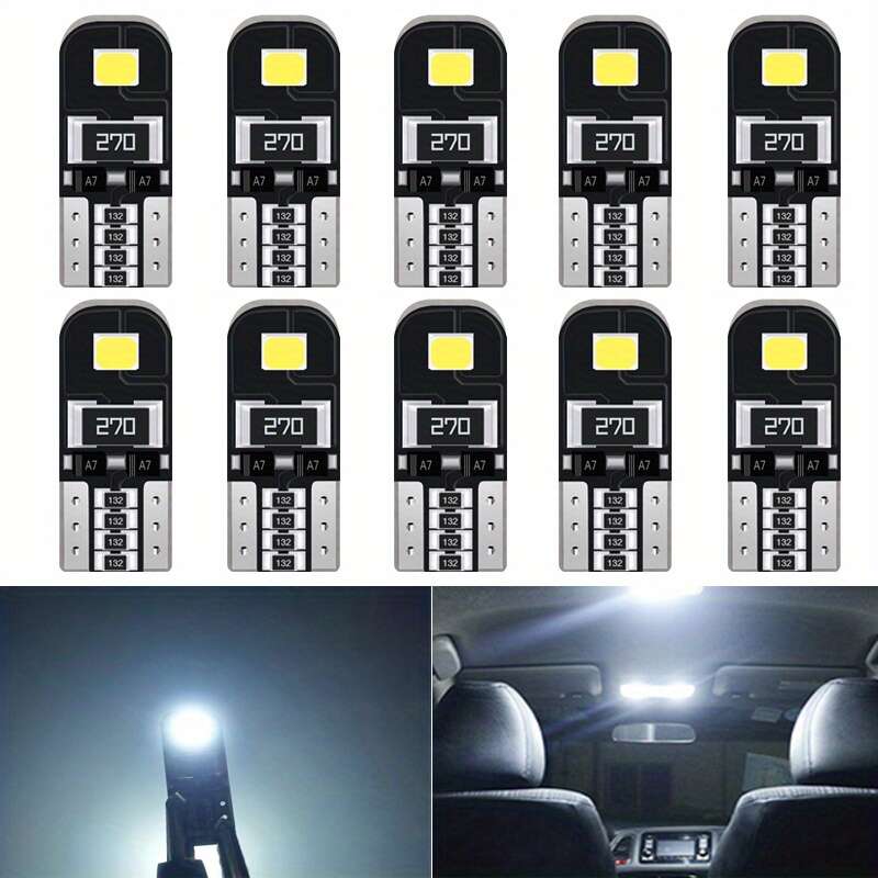  10 bombillas de coche, T10 luces LED para coche, W5W 194168  30306SMD, carcasa de cerámica, luz de señal de coche, bombilla de hueco  blanco y azul 6000K 12V 5W diodo, azul
