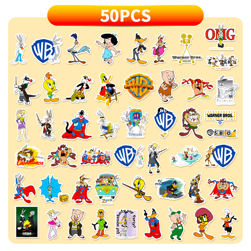 50 Peças De Adesivos De Coleção De Personagens Da Warner Bros. Desenhos  Animados Centenário Warner Cat Mouse Decalques Versão De Dramatização