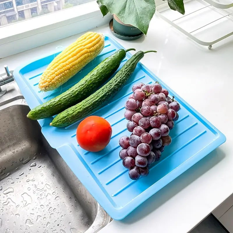 Multifunctional Plastic Drain Tray For Fruits, Vegetables, Cutlery