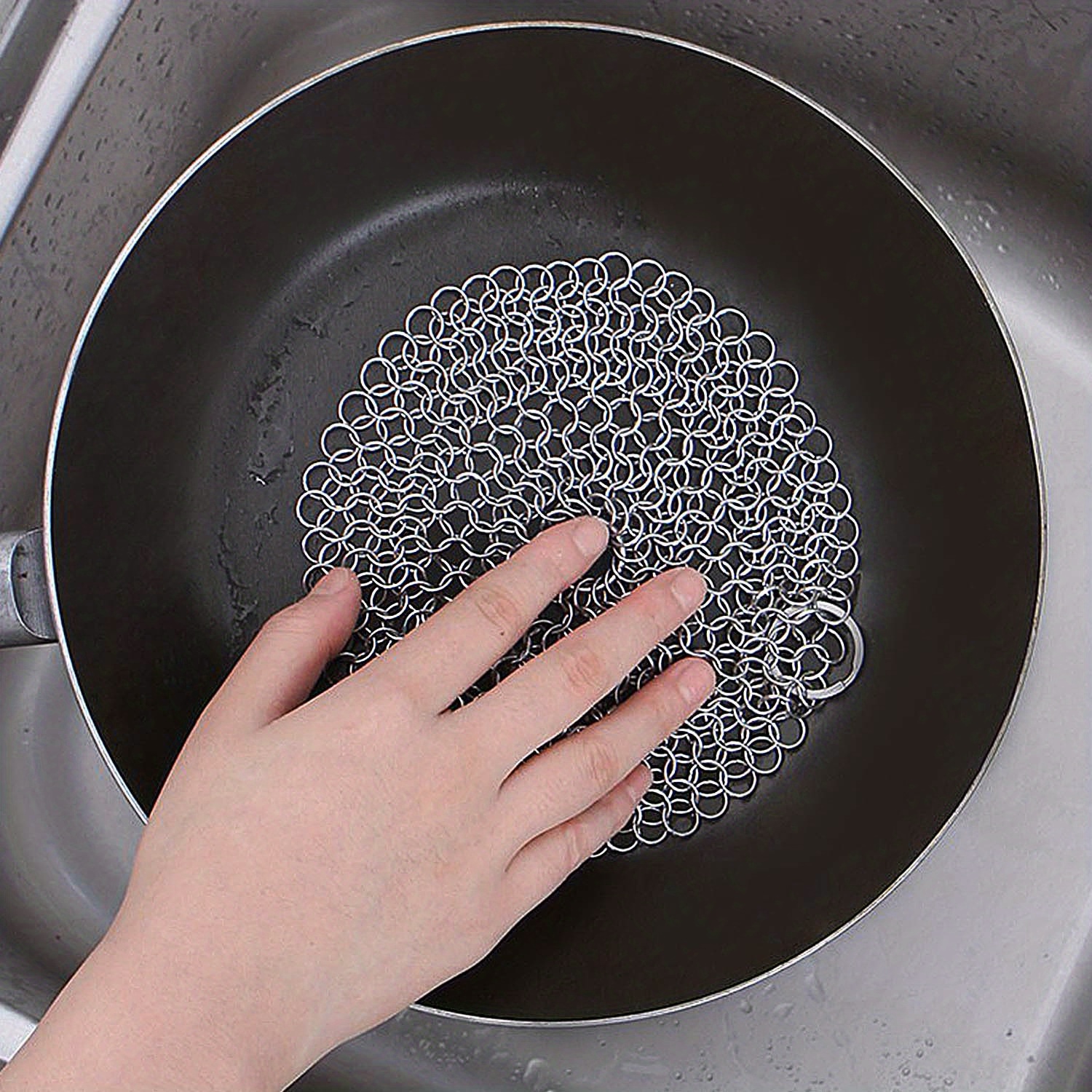 Stainless Steel Cleaner Chain Mail Scrubber Home Cookware Cleaning Tool Cast  Iron Clean Chain Pot Strainer