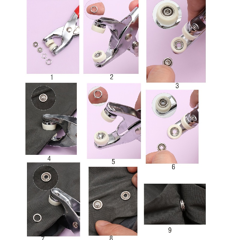 Snap Button Kit With Hand Pressure Pliers & 50pcs Snaps & 1 Clear