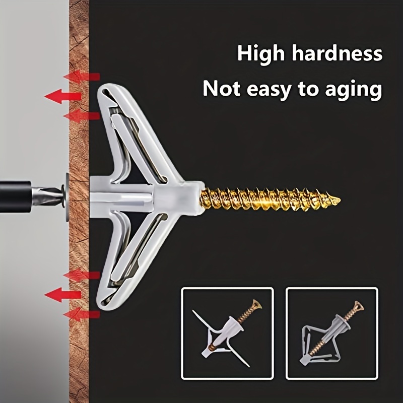 100個の拡張ドライウォールアンカーキット（ネジ付き） 自己ドリル壁ホームピアス特殊ナイロンプラスチック石膏ボード Temu Japan