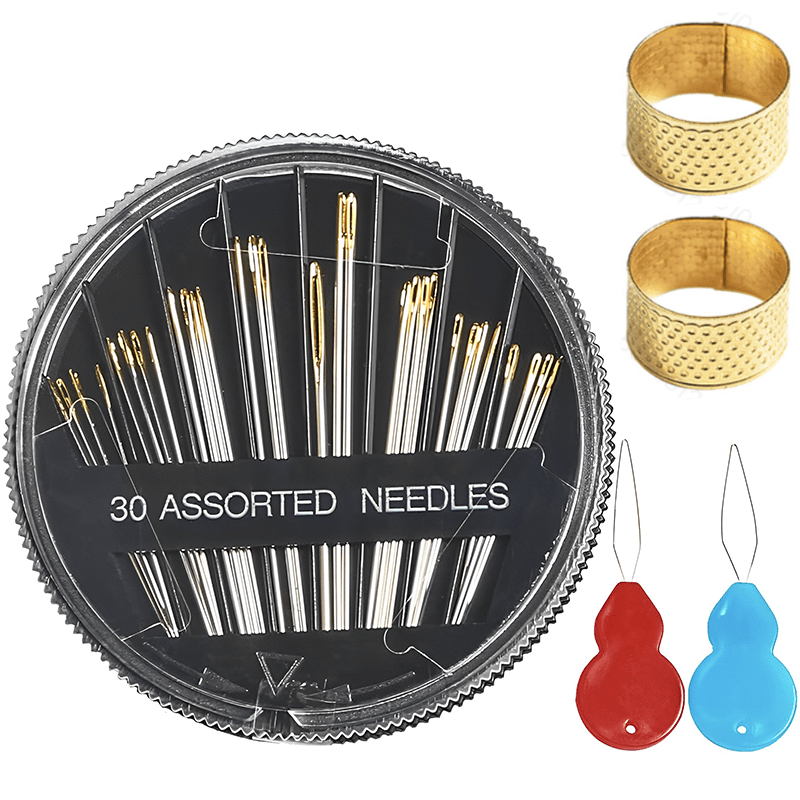 Premium Hand Sewing Needles For Sewing Repair, 30pcs Assorted Embroidery  Needles With 2 Threaders, Large Eye Needles