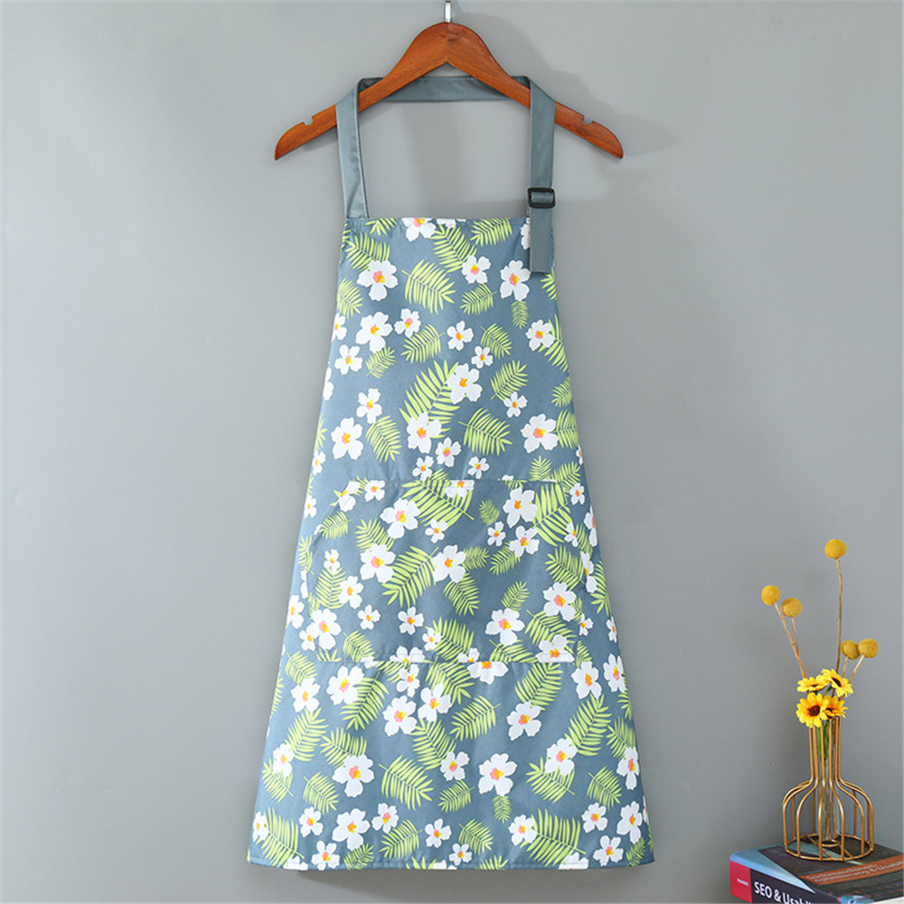 Cute Flower Kitchen Household Oil-Proof Cooking Apron for Women