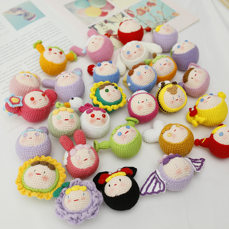 A Handmade Pill Blind Box Without Keychain Handmade Crocheted Dough Finished Woven Female Wool Thread Woven Pill Head Creative Cute Hanging Ornament