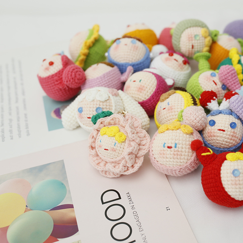 A Handmade Pill Blind Box Without Keychain Handmade Crocheted Dough Finished Woven Female Wool Thread Woven Pill Head Creative Cute Hanging Ornament