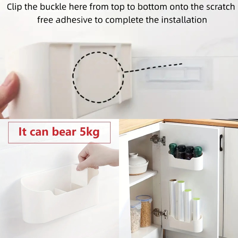 Multipurpose Non-drilling Wall-mounted Storage Container Shelf Organizer  For Kitchen Cabinets, Large Size, 1pc