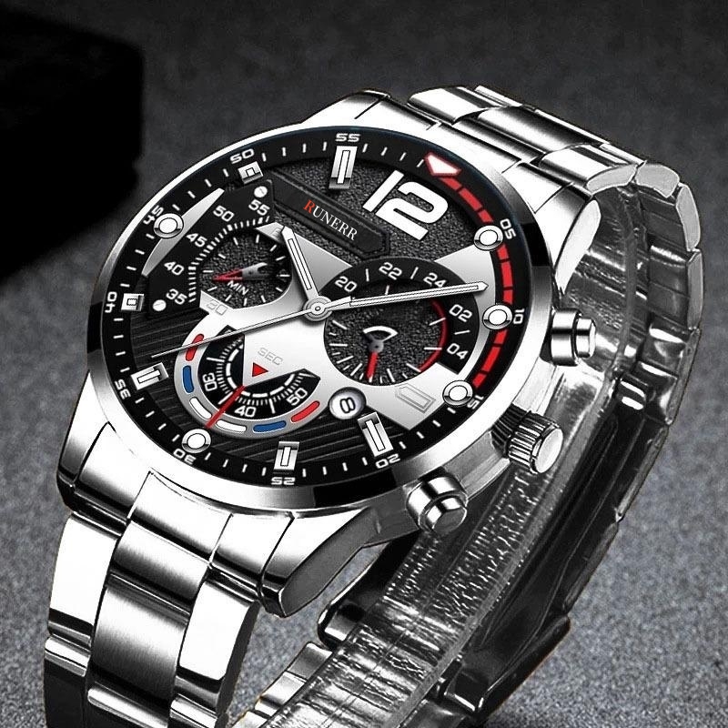 Fashion Mens Stainless Steel Watch Calendar Classic Calendar Wrist Watch  Ideal Choice For Gifts - Jewelry & Accessories - Temu