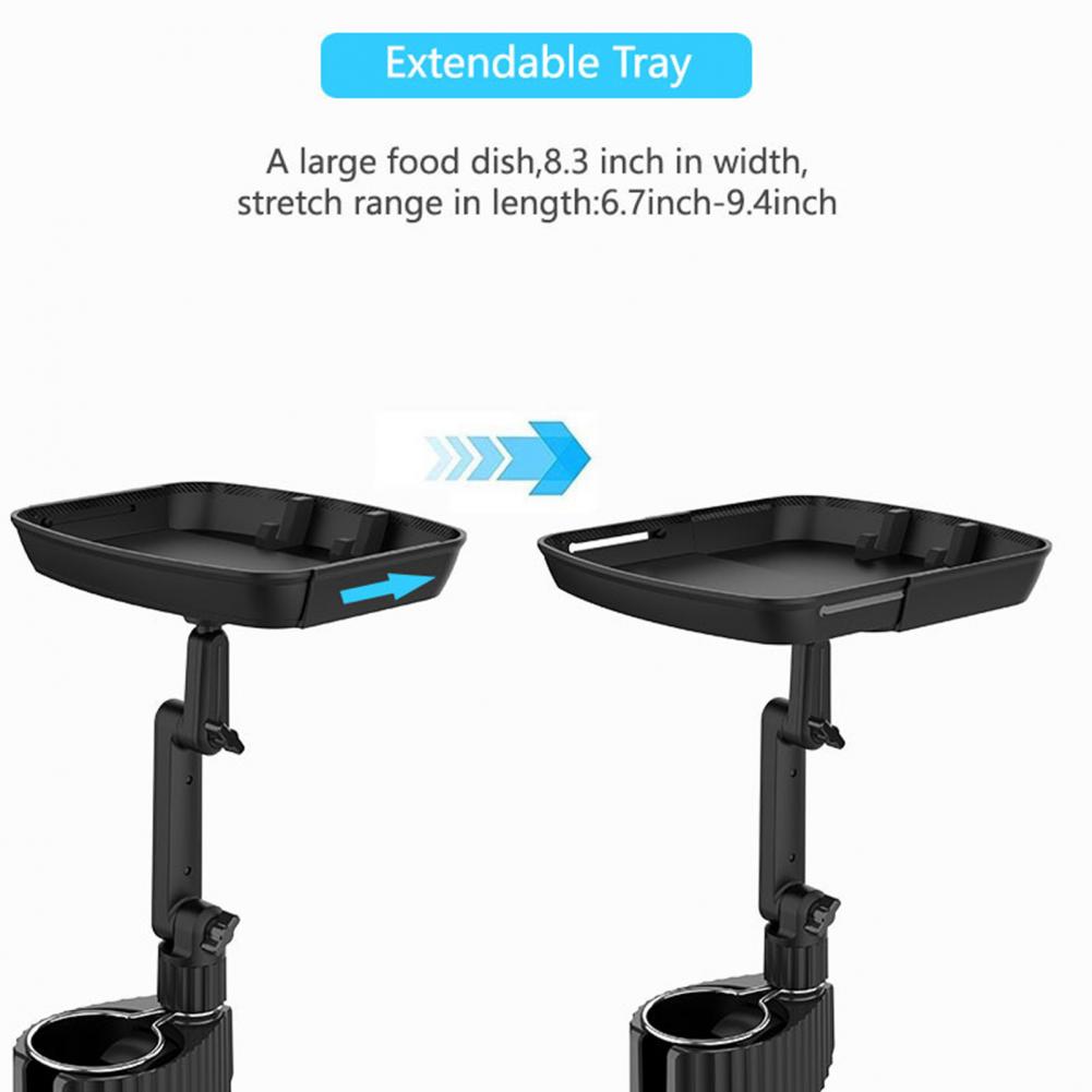 THIS HILL Cup Holder Tray for Car, 2 in 1 Detachable Car Food Table Tray  with Solid Base & Phone Slot,Car Cup Holder Expander with 360°Rotation Tray