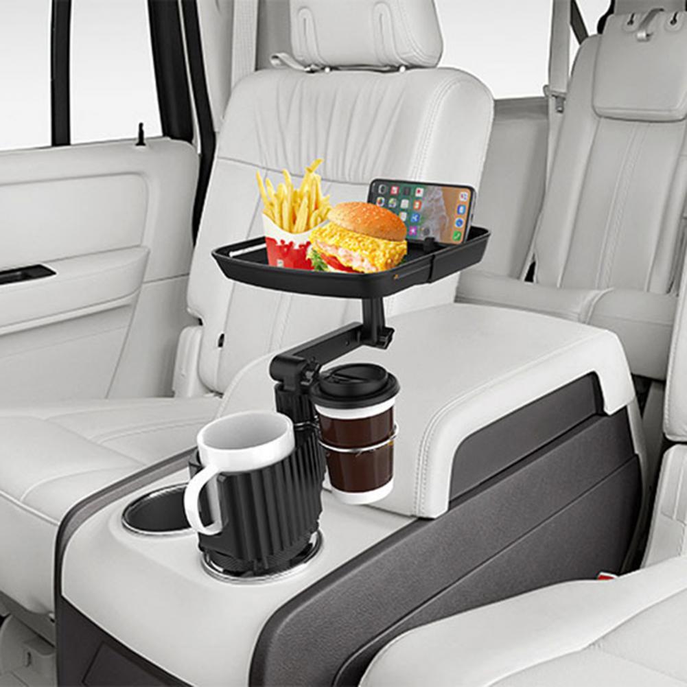 Car Cup Holder Tray Expandable Food Tray w/ Phone Holder 360°Rotation Tray  Table
