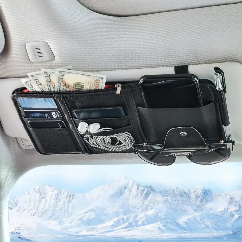 Car Sun Visor Storage Multi function Car Glasses Holder Card - Temu