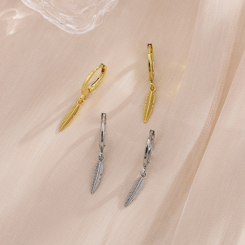 Feather Earring Copper Leaf Earrings For Men