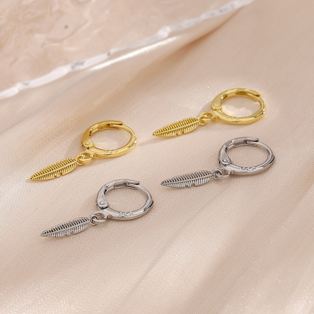 Feather Earring Copper Leaf Earrings For Men