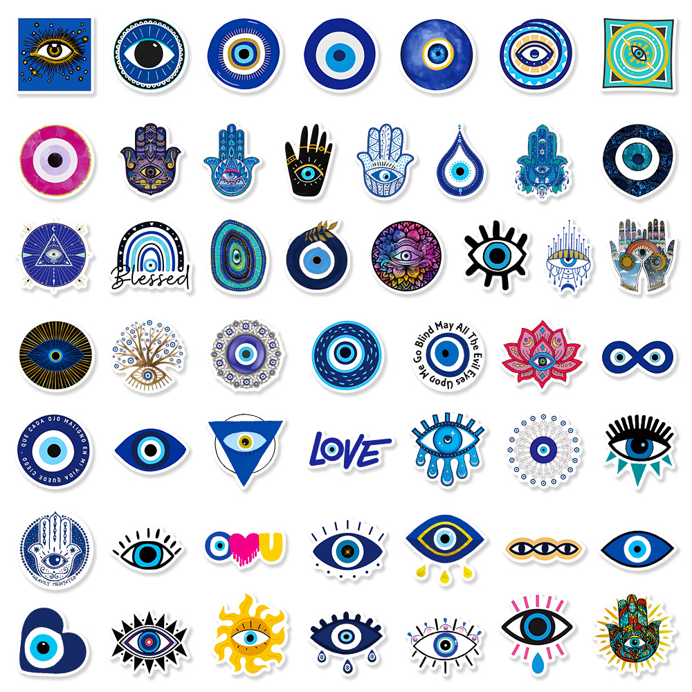 50pcs Evil Eyes Stickers Fashion Fun Waterproof Reusable DIY Room  Decoration Suitable For Mobile Phone Computer Shell Wall Skate Windows  General Purpo