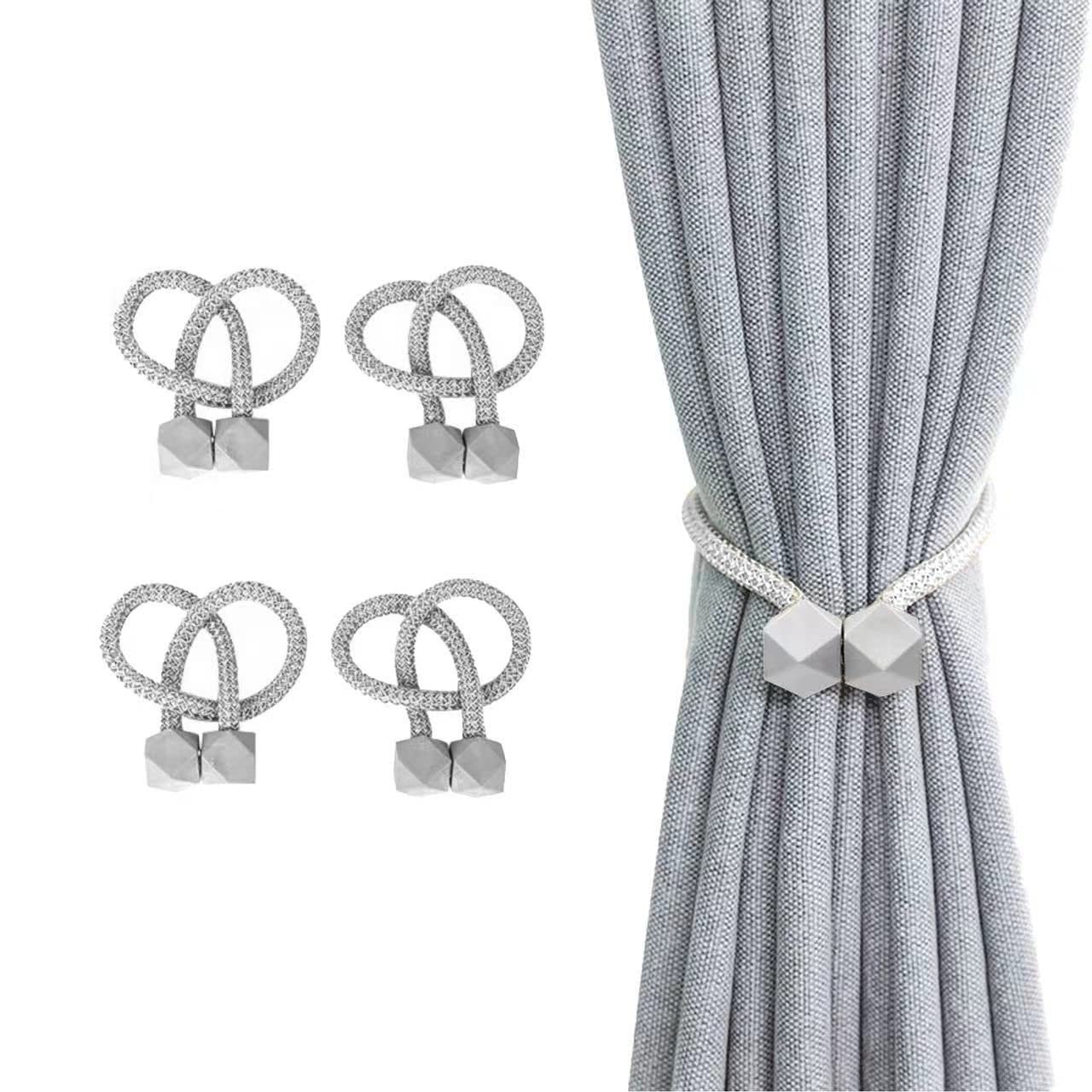 Attaches de rideau magnétiques, 2 packs Modern Simplicity Curtain Rope  Holdbacks avec aimant fort, Décoration de porte-rideau en corde tressée  (bleu)