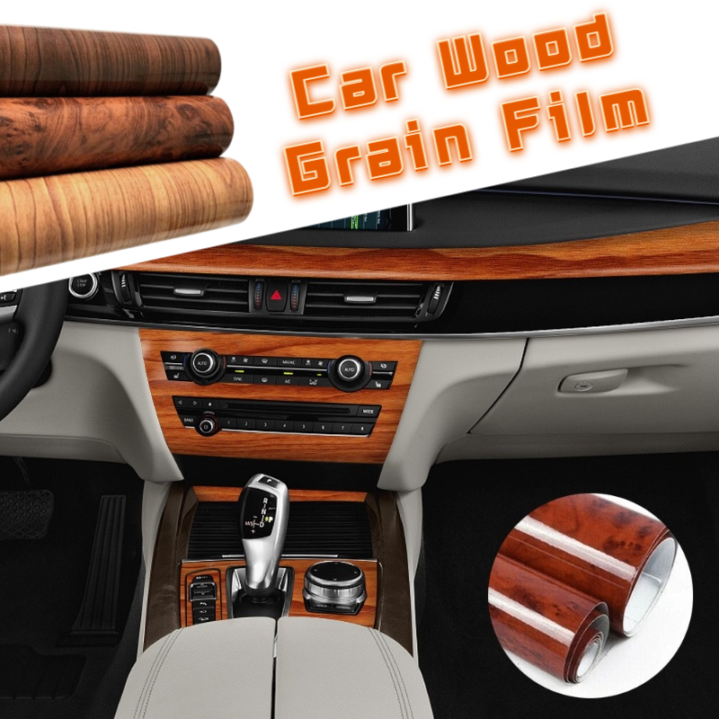 

30*100cm Pvc Wood Grain Textured Car Interior Decoration Stickers Waterproof Furniture Door Automobiles Universal Vinyl Film Car Accessories