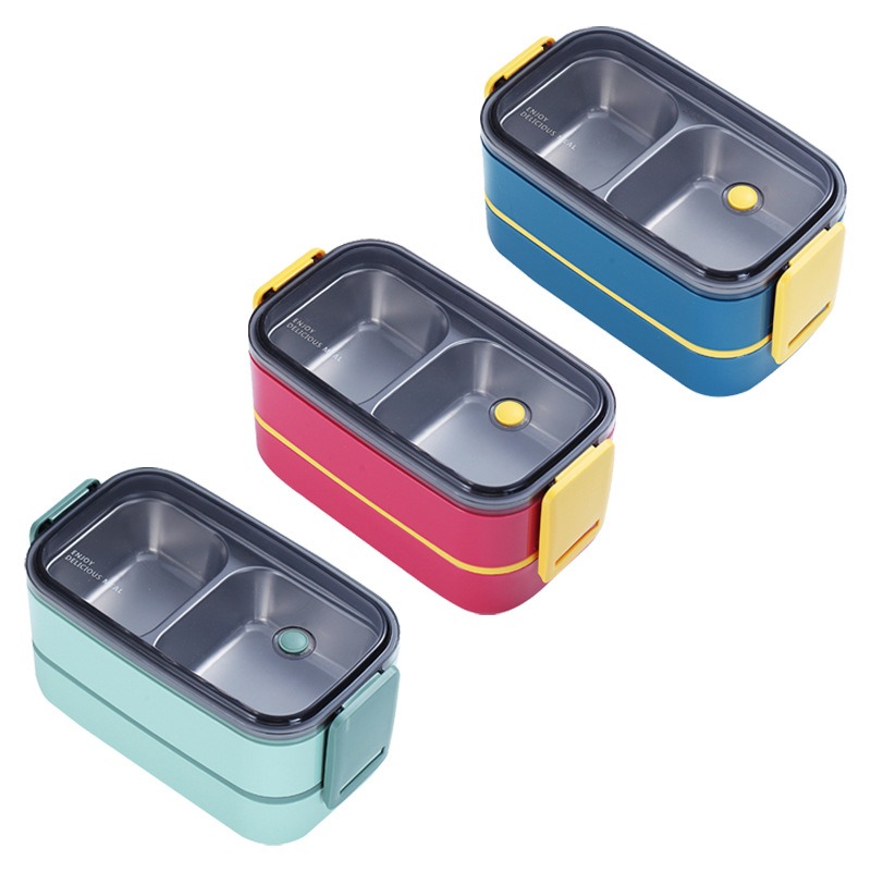 Portable Hermetic Lunch Box 2 Layer Grid