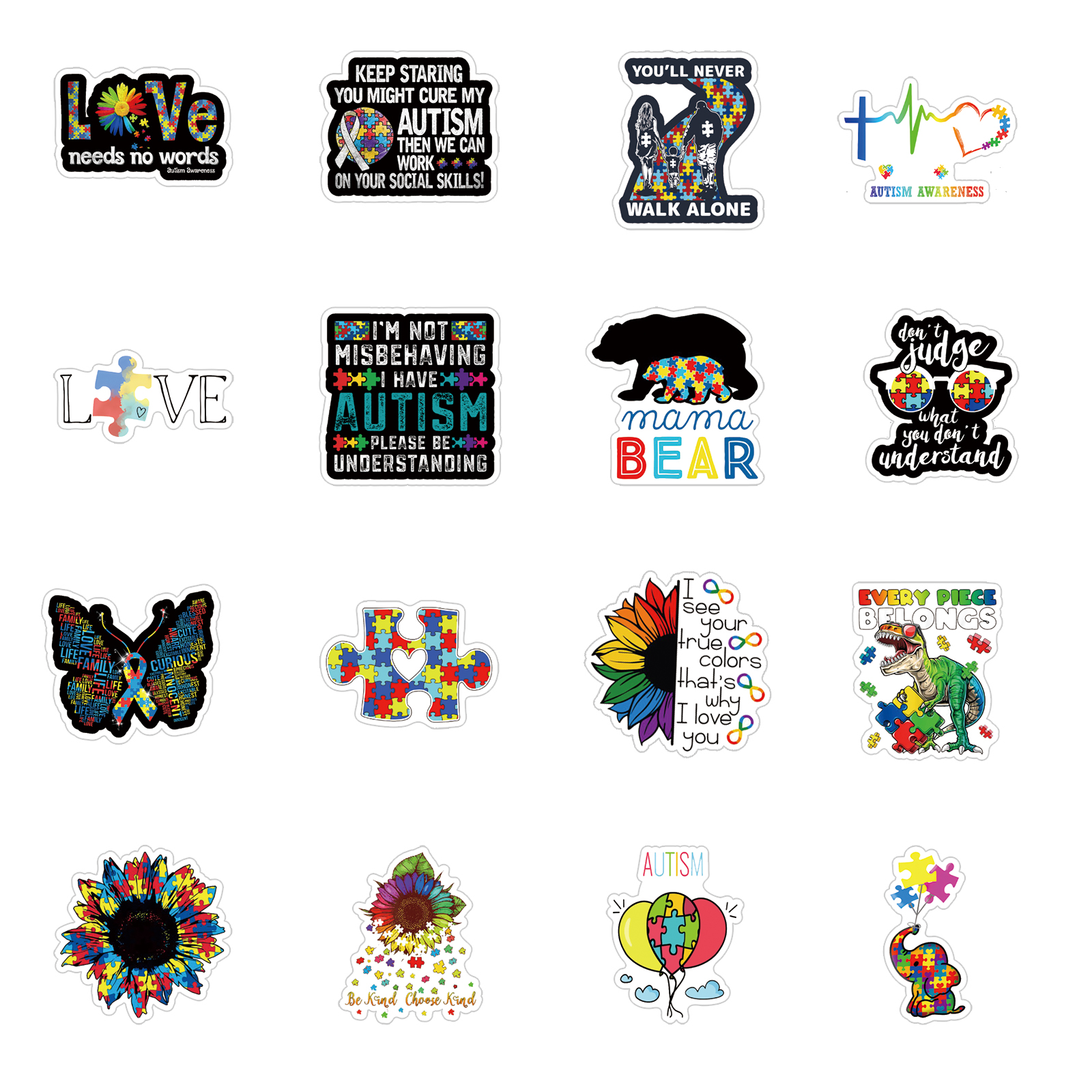 Printable Autism Sticker & Design Bundle for Teachers, Digital PNG Print  Then Cut Stickers for Autism Advocates, Digital Sticker Pack 