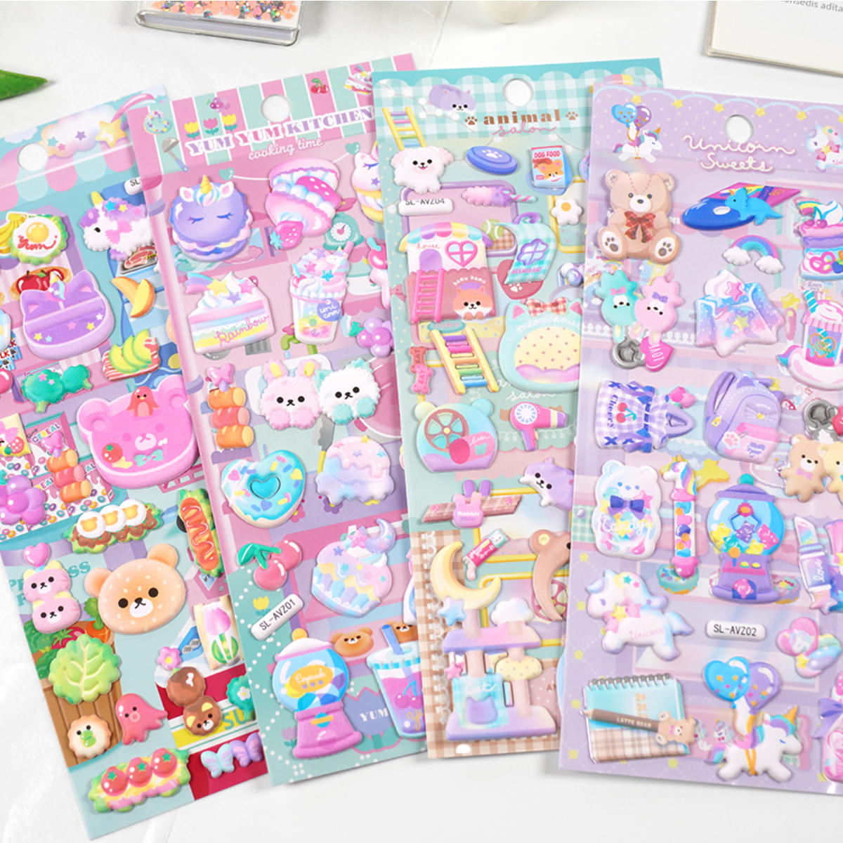 Random Kawaii Animals 3d Puffy Stickers Scrapbooking Diy - Temu
