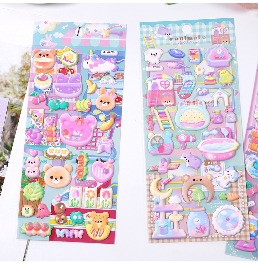 1 pc 3D Kawaii Cartoon Puffy Stickers Adhesive Stickers DIY Diary  Stationery Sticker Children Gift School Office Supplies - AliExpress