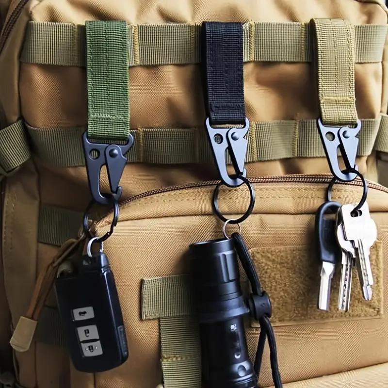 Temu 3pcs Mountaineering Keychain Buckle, Tactical Gear Clip Carabiner, Nylon Hook & Loop Belt Key Holder, Storage Waist Buckle, Outdoor Sports
