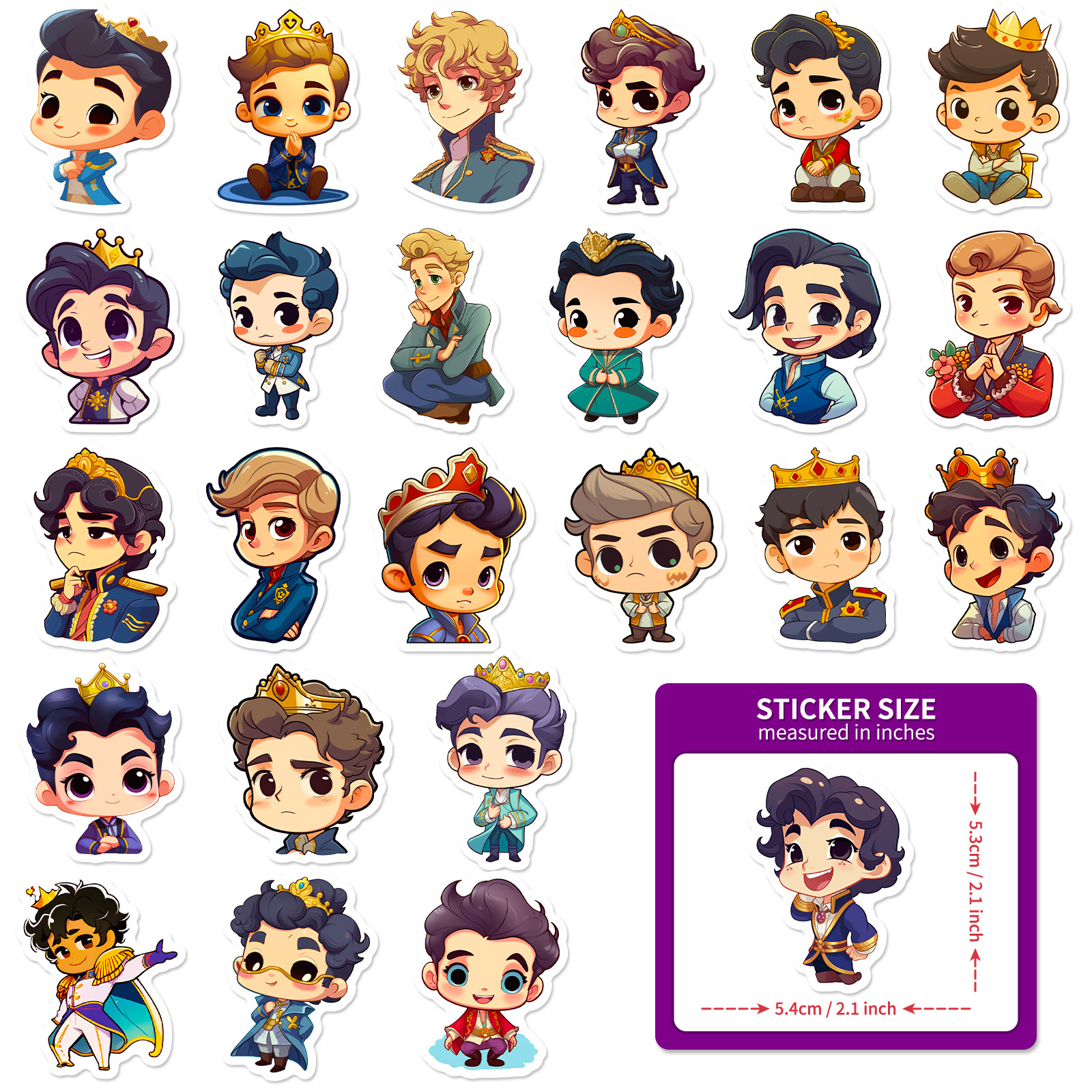 Handsome Cartoon Prince Stickers Fashion Fun Waterproof - Temu