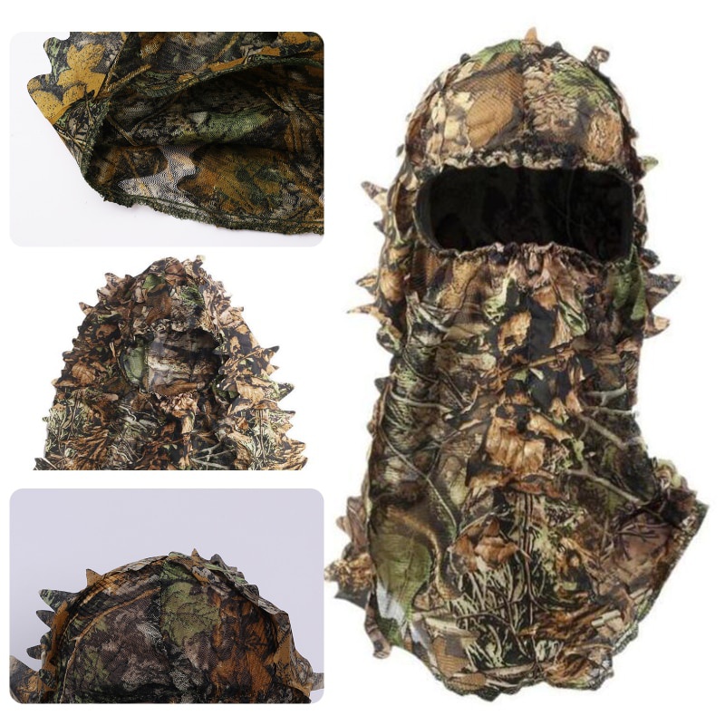 Temu 1pc Camouflage Mask, Outdoor Camping Hunting Training 3D Leaf Mask Hat, Camouflage Head Cover Masks, Outdoor Hunting Fishing, Breathable Headgear