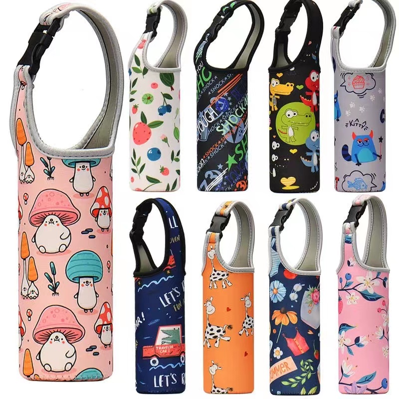 Étui pour bouteille d'eau en néoprène et motif de dessin animé personnalisé  avec sangle pour Housse en néoprène pour enfant Sport Accessoires pour  bouteille d'eau pour l'école pour enfants Randonnée Camping 