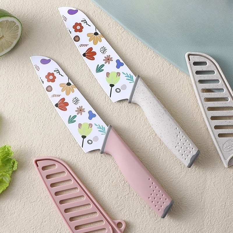 Kitchen Knife Set, Cute Kawaii Flower Pattern Paring Knife, Peeler And  Cutting Board, Utility Knives, Kitchen Gadgets, Kitchen Accessories, Back  To School Supplies - Temu
