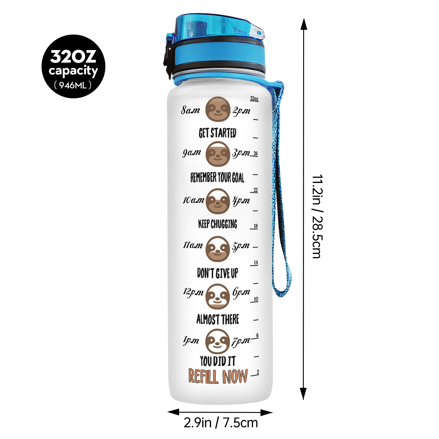 Sloth Water Intake Bottle Tracker