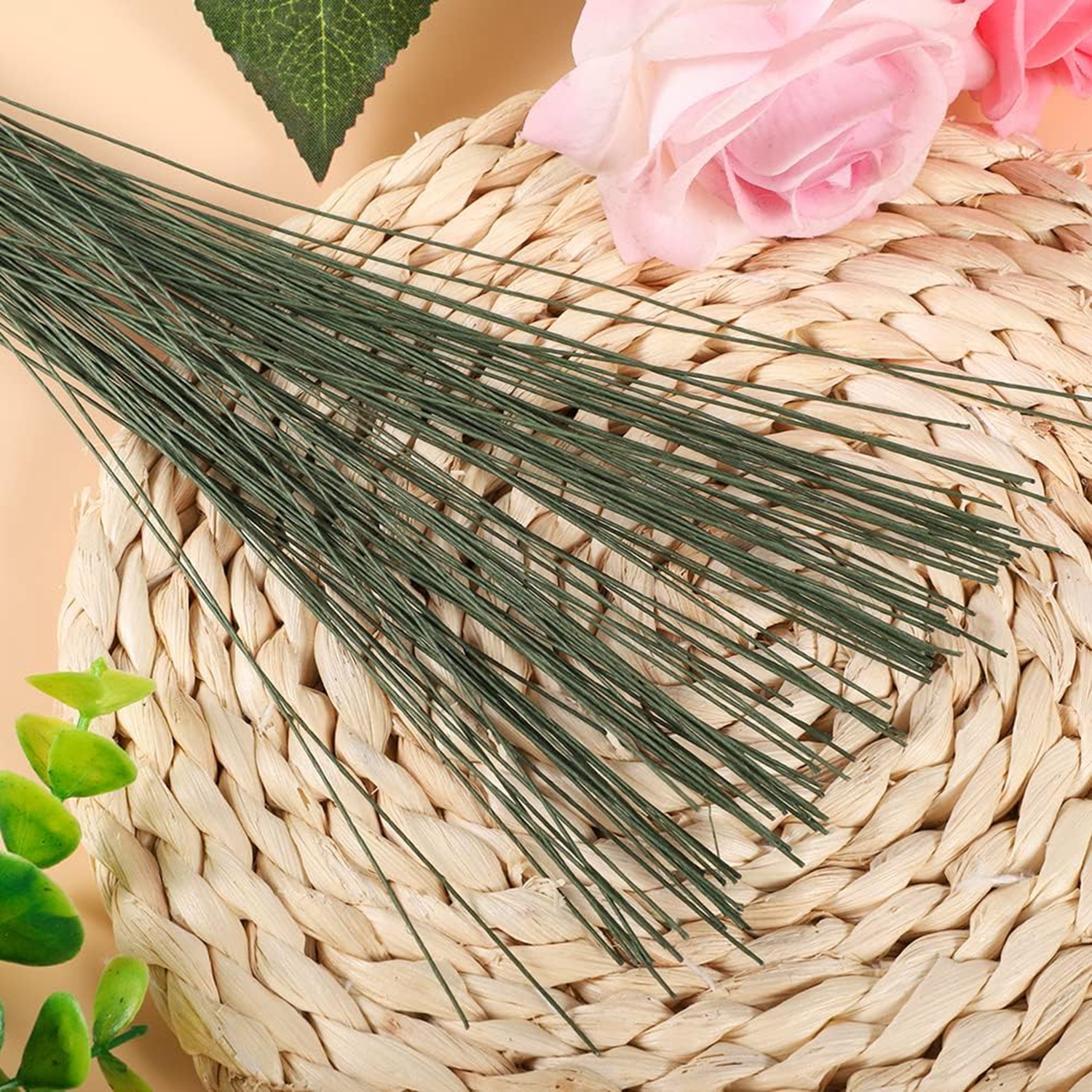 Floral Wire Stem Plastic Artificial Flower Floral Green Stem Wire DIY Craft  Bouquet Making Floral Arrangement