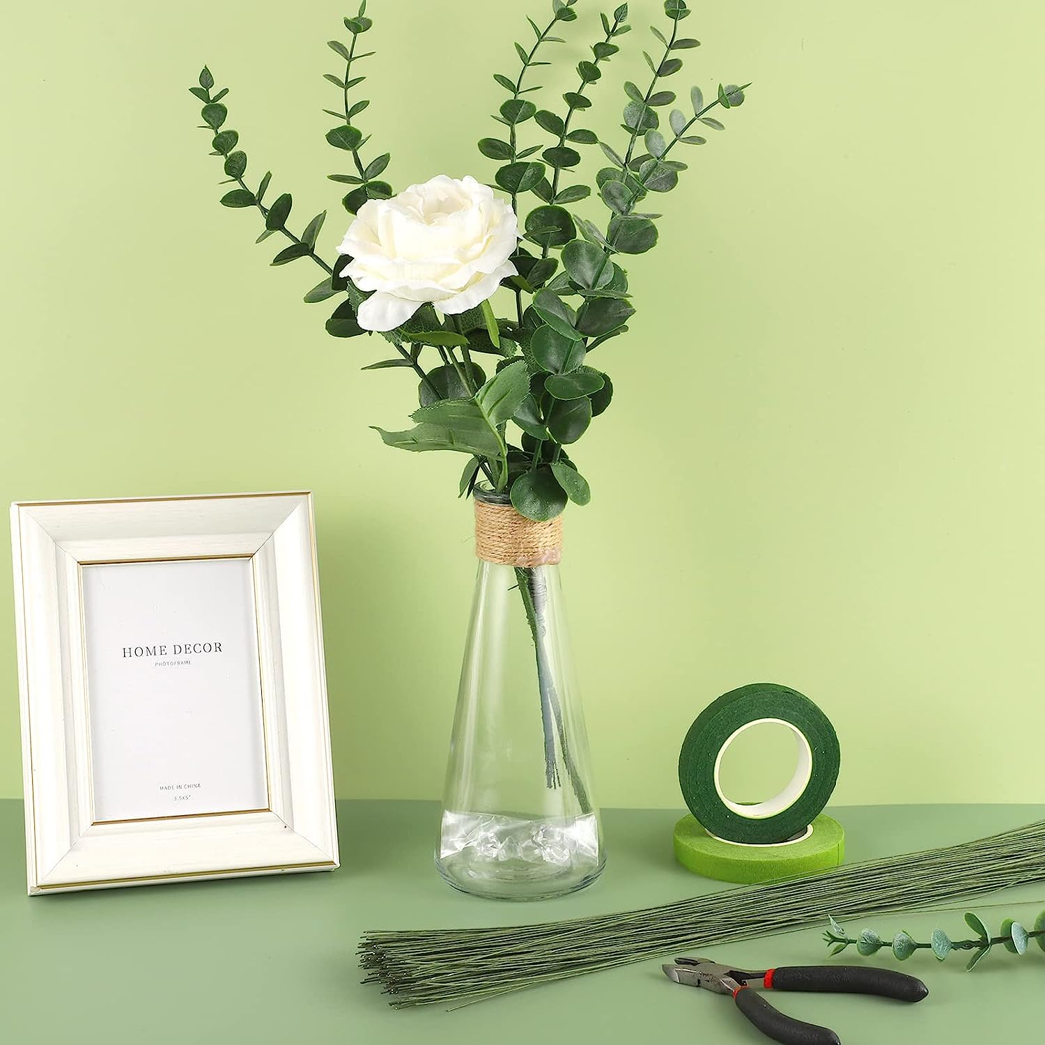 50pcs 24 Gauge White Floral Wire Stem Handmade Artificial Flower  Arrangement Supplies for DIY Craft Wrapped