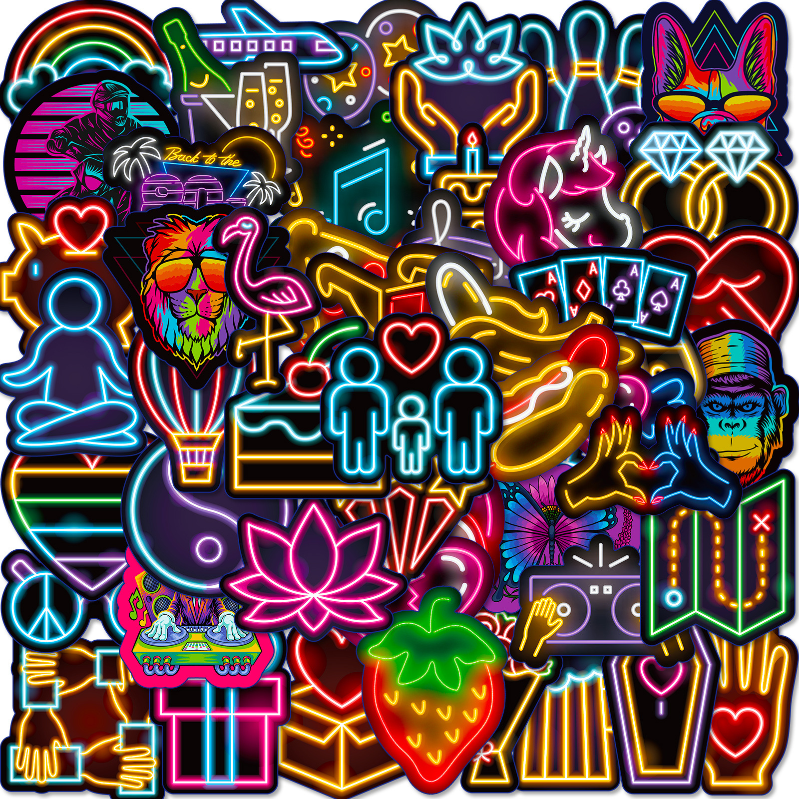 Night Neon Stickers Fashion Fun Waterproof Reusable Diy Room Decoration For  Mobile Phone Computer Case Wall Skateboard Windows For Teens Adults Durable  Gift - Temu