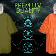 aluminum film reflective first aid raincoat outdoor hiking cloak raincoat outdoor accident sleeveless hooded first aid raincoat details 1