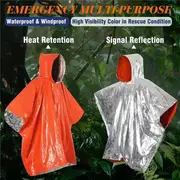 aluminum film reflective first aid raincoat outdoor hiking cloak raincoat outdoor accident sleeveless hooded first aid raincoat details 2