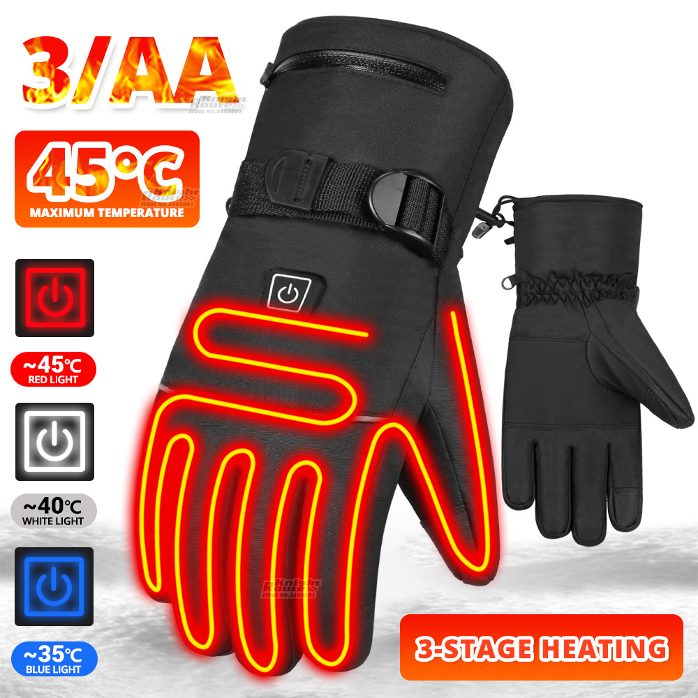 Heated Motorcycle Gloves Winter Warm Moto Guantes Motocross Ski Touch Screen