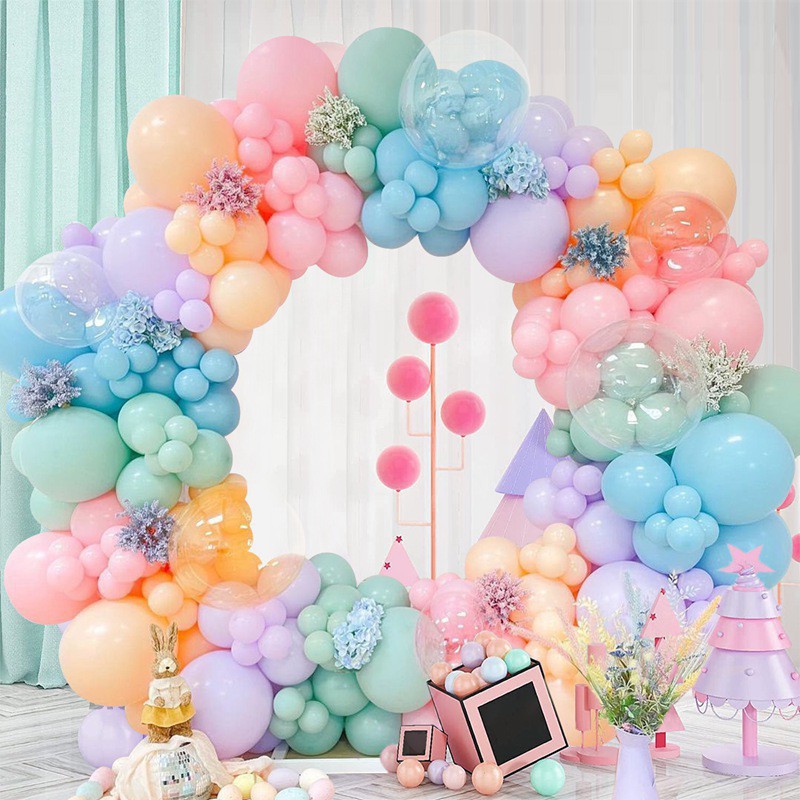 143Pcs Pastel Pink Macaron Color Balloon Garland Matte Rainbow