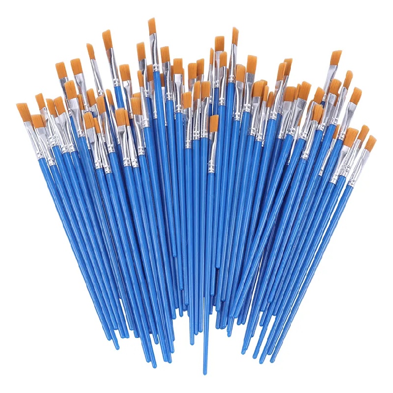 30 Pcs 9mm Wide Flat Paint Brushes, Acrylic Small Brush Bulk for Detail  Painting