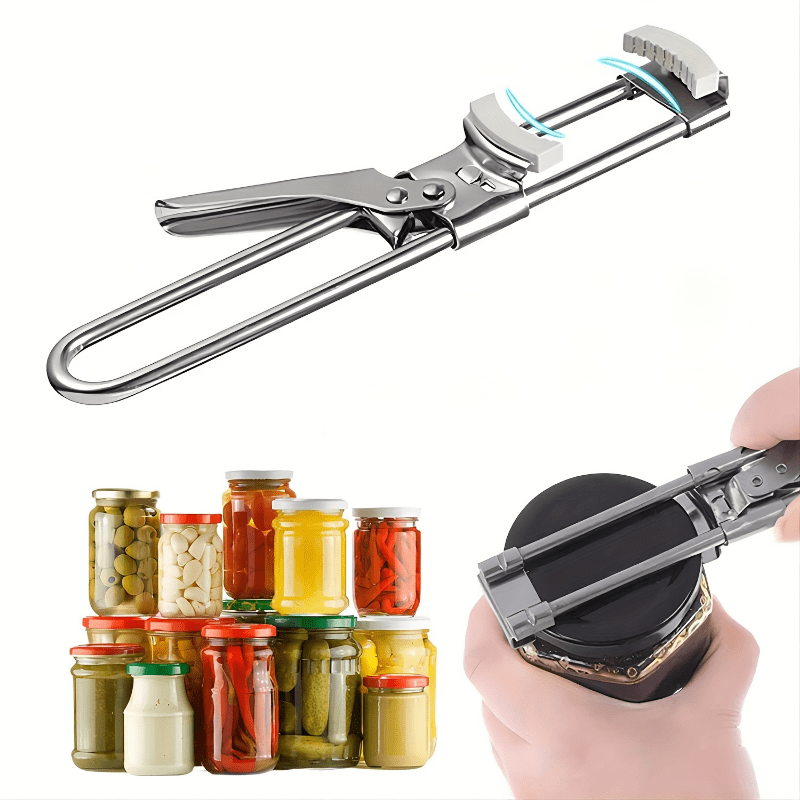 1pc White Stainless Steel Lid Opener For Jar And Bottle, Multi